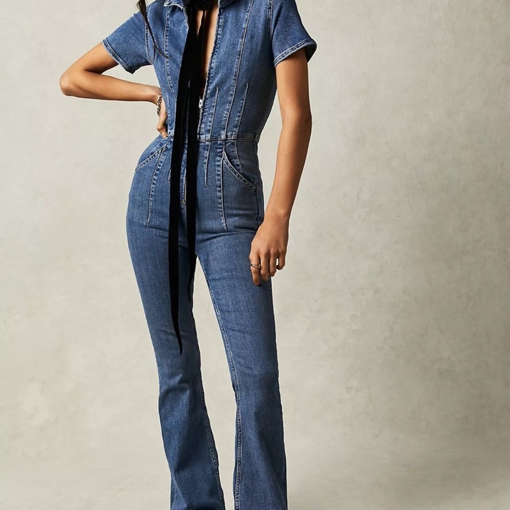 Free People Blue Jumpsuit Classic Style